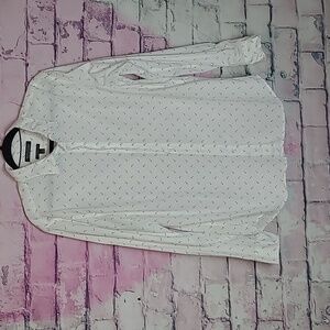 BANANA REPUBLIC CAMDEN FIT CUSTOM 078 WASH SHIRT FISH HOOK PRINT DRESS SHIRT L